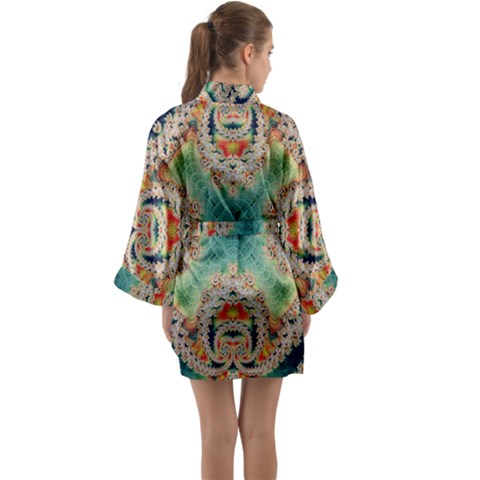 Cyan Fractal | Satin Kimono