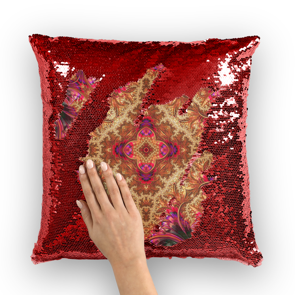 Royal Fractal Sequin Cushion Cover