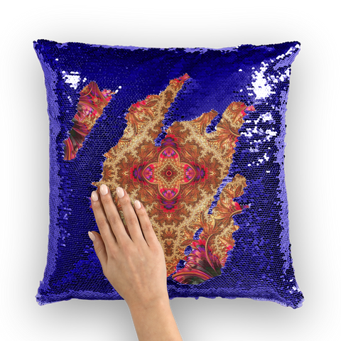 Royal Fractal Sequin Cushion Cover