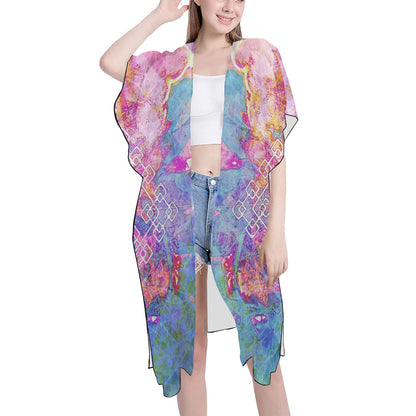 Mid-Length Side Slits Chiffon Cover Up (H50)