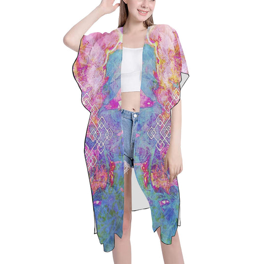 Mid-Length Side Slits Chiffon Cover Up (H50)