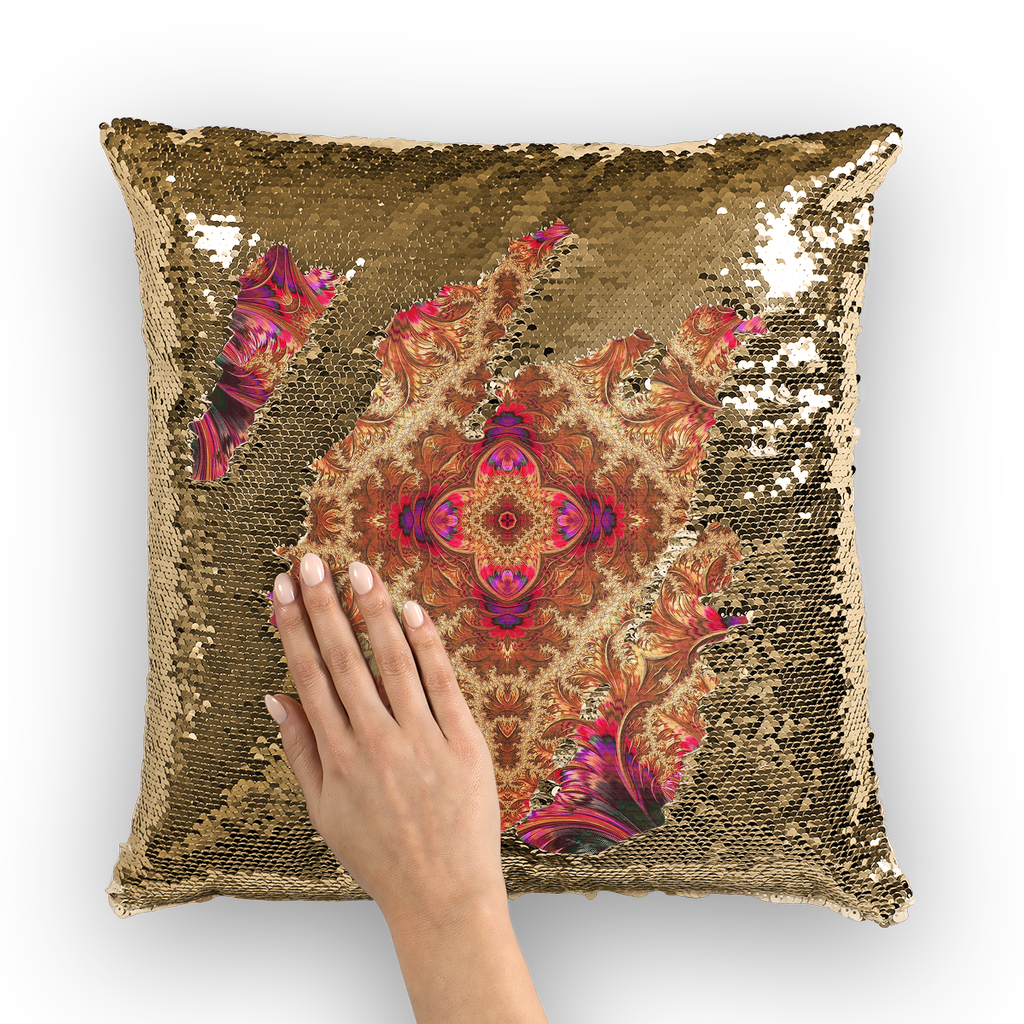 Royal Fractal Sequin Cushion Cover