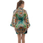 Cyan Fractal | Satin Kimono