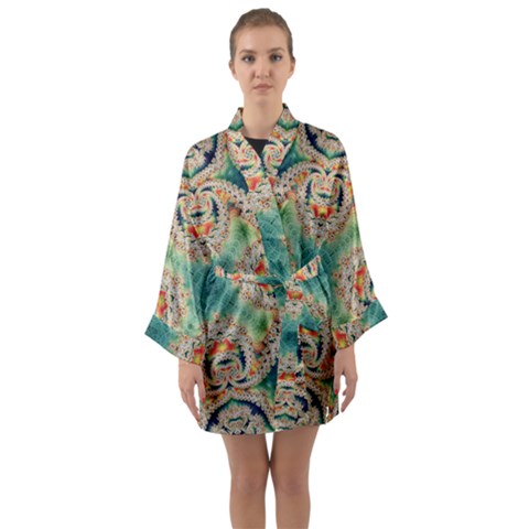 Cyan Fractal | Satin Kimono