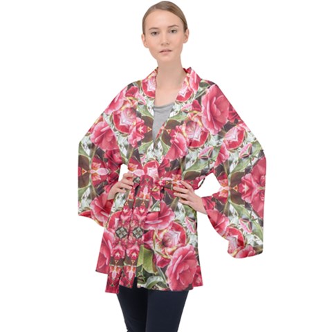 Rose Garden | Velour Kimono | Mid-Length