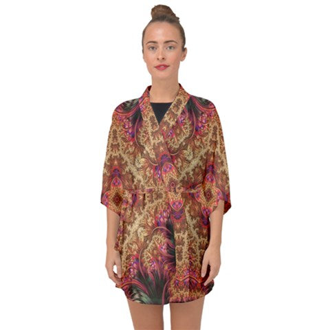 Royal Fractal | Half Sleeve Chiffon Kimono