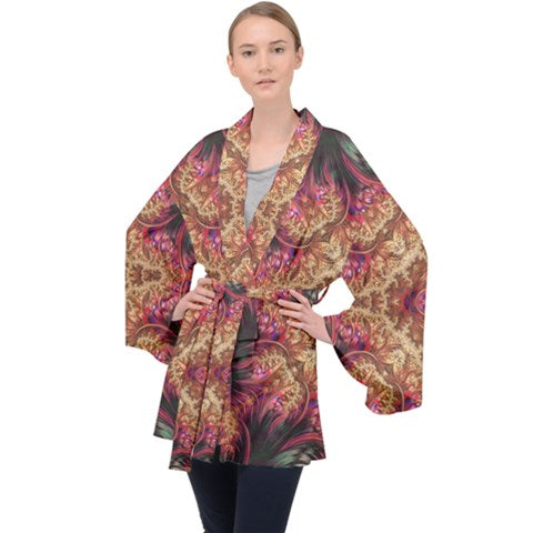 Royal Fractal | Velour Kimono | Mid-Length